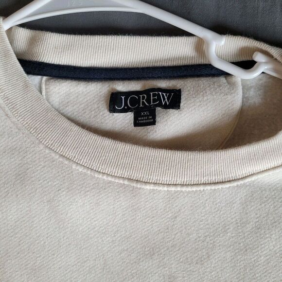 J.Crew Womens XXL Heritage Fleece Cropped Sweatshirt Ivory Gold Buttons Preppy - Picture 2 of 7